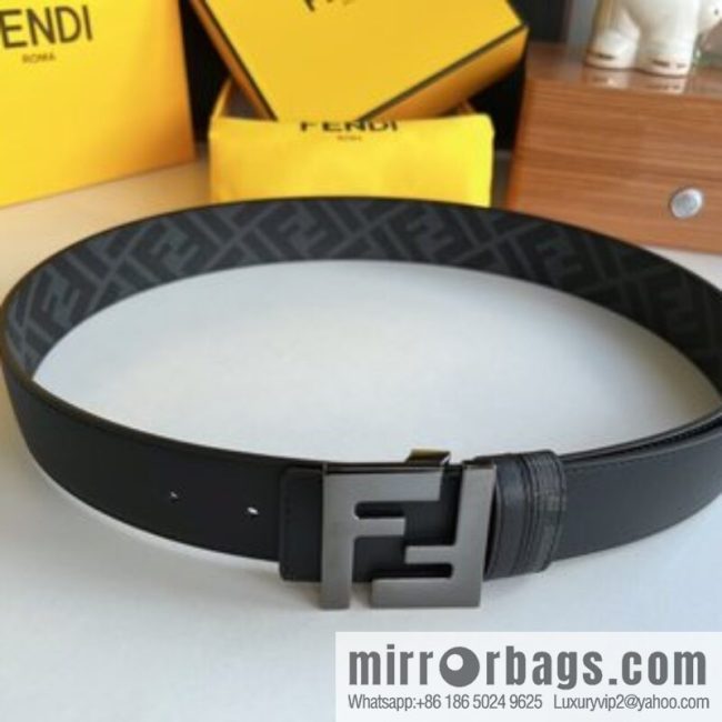 FENDI Fendi, double negative ion metal buckle printed fabric cowhide bottom lining 4.0cm width - Image 2