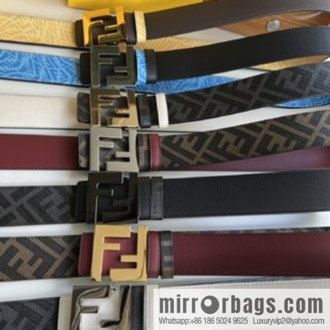 FENDI Fendi, double negative ion metal buckle printed fabric cowhide bottom lining 4.0cm width