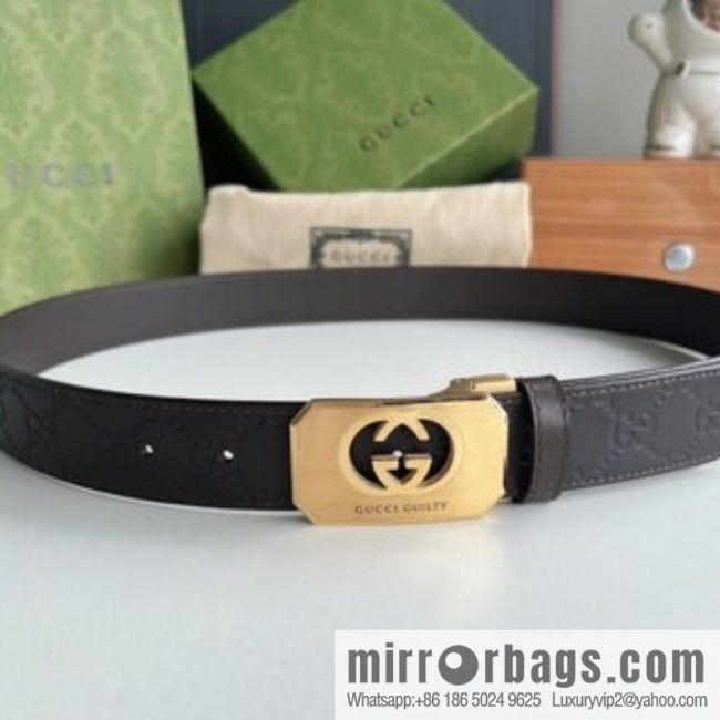 Gucci Gucci Sin Love Burning Love Perfume Inspiration Metal Buckle Belt First Layer Cowhide Embossed 35MM Belt - Image 3