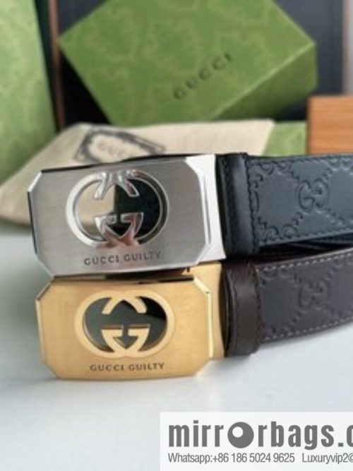 Gucci Gucci Sin Love Burning Love Perfume Inspiration Metal Buckle Belt First Layer Cowhide Embossed 35MM Belt