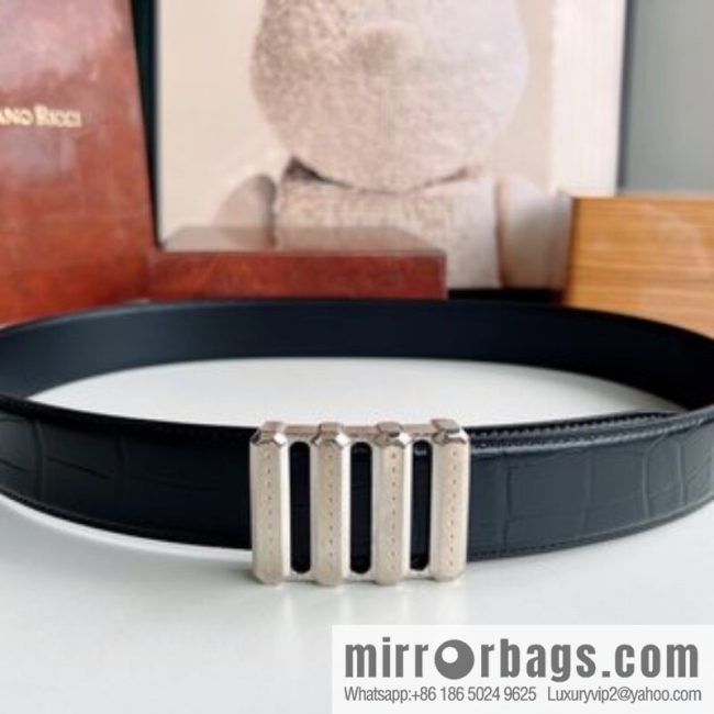 STEFANO RICCI Stephen Raunich counter version stainless steel hollow inner buckle, 3.8cm first layer cowhide imitation crocodile leather belt - Image 2