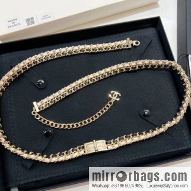 New ☑️ CHANEL Chanel double c black leather rope lock belt belt chain