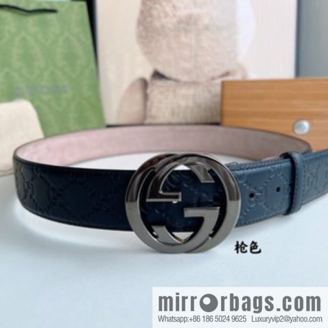Gucci Gucci, Double G Buckle Thickness Pair Mould Opening Men\'s Business Casual Belt - Image 4