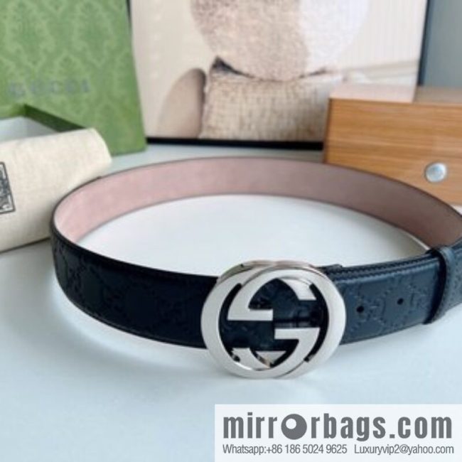 Gucci Gucci, Double G Buckle Thickness Pair Mould Opening Men\'s Business Casual Belt - Image 2