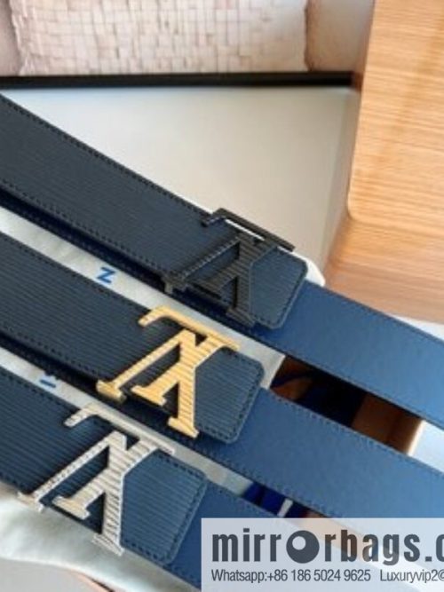 LV/Louis Vuitton, original quality LV Initiales. 40mm black water ripple belt