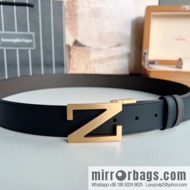 Zegna ZEGNA Classic Designer Men\'s Leather Belt 3.5cm - Image 2