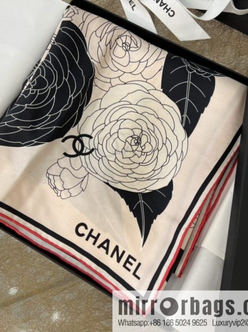 CHANEL Chanel 100% silk camellia scarf