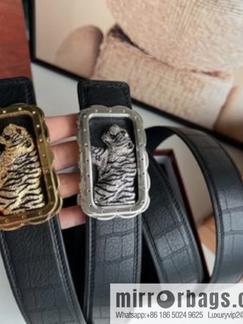 Stefano. Ricci Stephen, stainless steel hand-carved craft tiger head men\'s 4.0cm belt