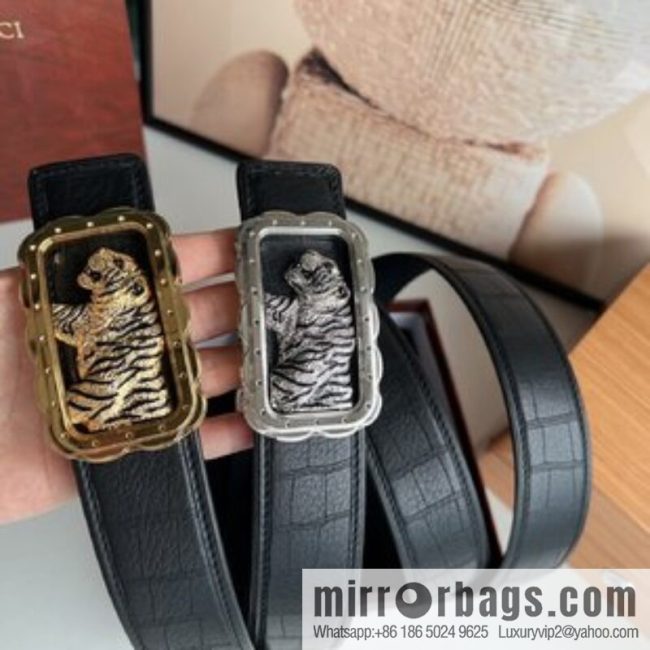 Stefano. Ricci Stephen, stainless steel hand-carved craft tiger head men\'s 4.0cm belt