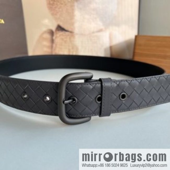 BV Baodian, imported calfskin woven small squares become a typical logo men 3.5cm. - Image 5