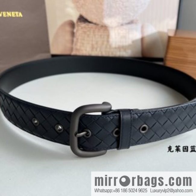 BV Baodian, imported calfskin woven small squares become a typical logo men 3.5cm. - Image 3