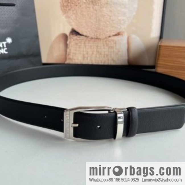 Zegna ZEGNA exquisite metal pin buckle first layer cowhide belt 3.5cm - Image 2