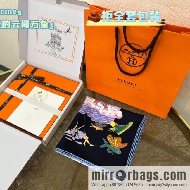 Hermes \"My Cloud Vientiane\" 100% silk scarf