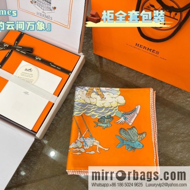 Hermes \"My Cloud Vientiane\" 100% silk scarf
