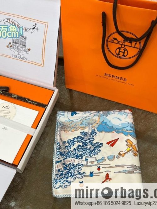 Hermes \"My Cloud Vientiane\" 100% silk scarf