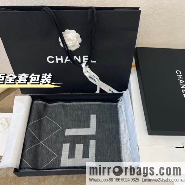 CHANEL Chanel double C letter rhombus cashmere scarf