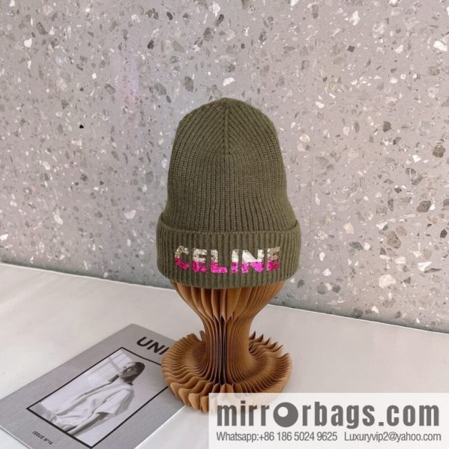 CHANEL CHANEL sequined alphabet knitted wool hat