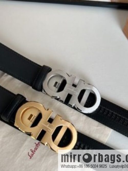 Ferragamo Ferragamo, double-sided first-layer cowhide belt with alveolar belt 3.5cm