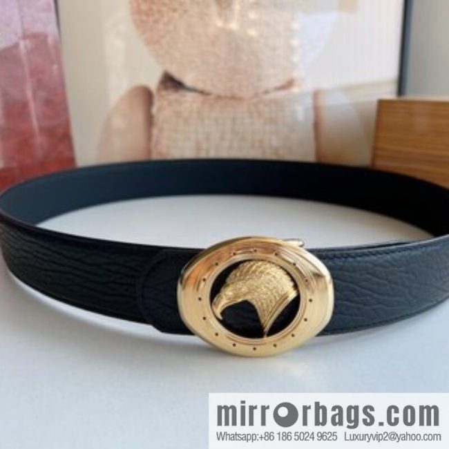 STEFANO RICCI STEFANO RICCI STEFANO LAWNICH Classic Stainless Steel Eagle 🦅 Logo Wear Metal Buckle Top Cowhide Belt 3.8cm - Image 3