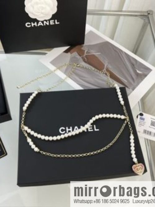 New ☑️ CHANEL CHANEL double c peach heart pearl belt belt chain