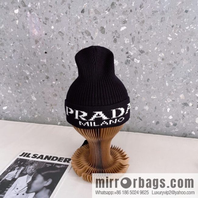 Prada official website latest wool-blend knitted hat
