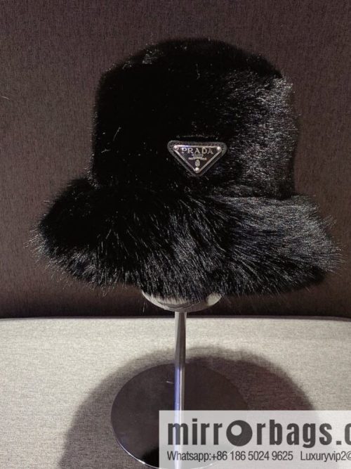 Prada 2022 autumn and winter new mink velvet thickened warm bucket hat