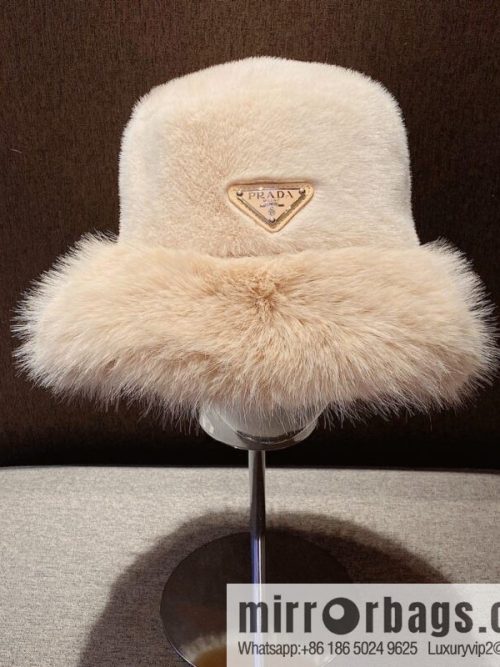 Prada 2022 autumn and winter new mink velvet thickened warm bucket hat