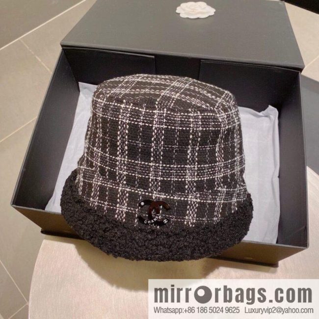 Chanel 2022 autumn and winter new plaid bucket hat
