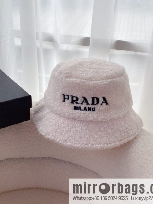 Prada embroidered logo lamb wool bucket hat