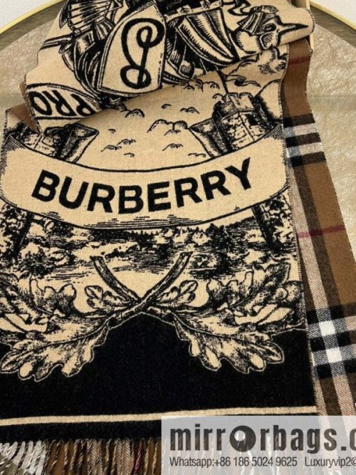 Burberry 100% Cashmere Rectangle War Horse Knight Double Sided Shawl