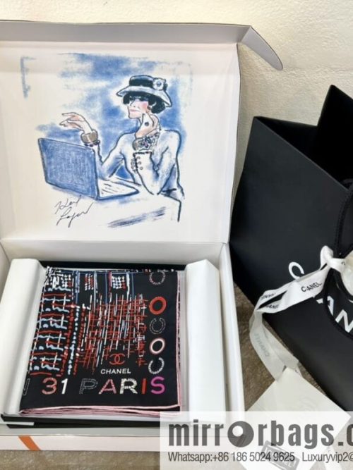 CHANEL Chanel \"Xiaoxiang Collection\" 100% silk scarf