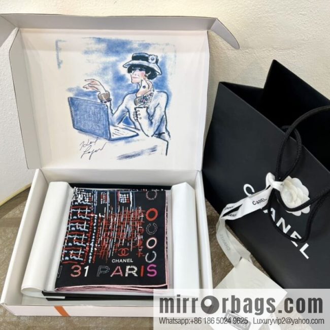CHANEL Chanel \"Xiaoxiang Collection\" 100% silk scarf