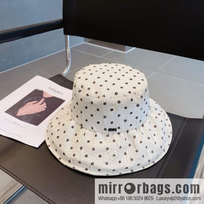 Miumiu small flower lotus leaf edge bucket hat