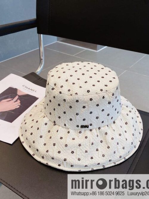 Miumiu small flower lotus leaf edge bucket hat