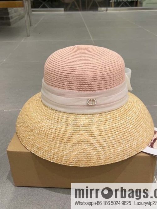 Dior Dior straw straw spell organza bow new straw hat
