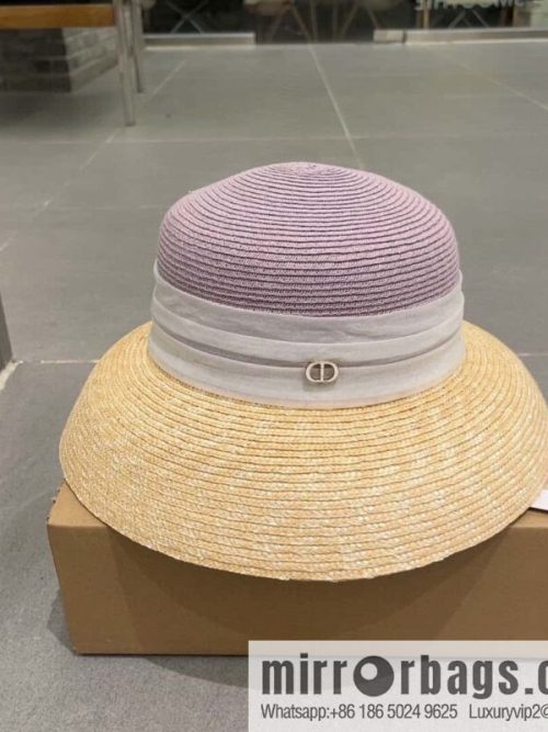 Dior Dior straw straw spell organza bow new straw hat