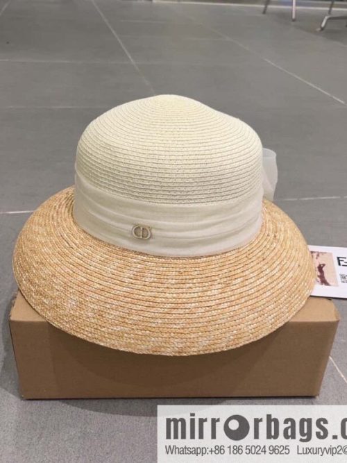 Dior Dior straw straw spell organza bow new straw hat