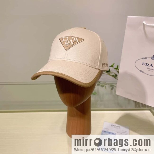 PRADA Prada new embroidered classic triangular label street cotton baseball cap