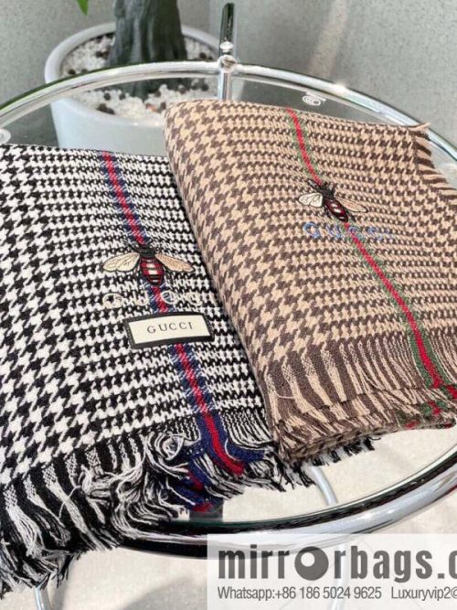 GUCCI Gucci Classic Thousand Birds Grid Cashmere Scarf