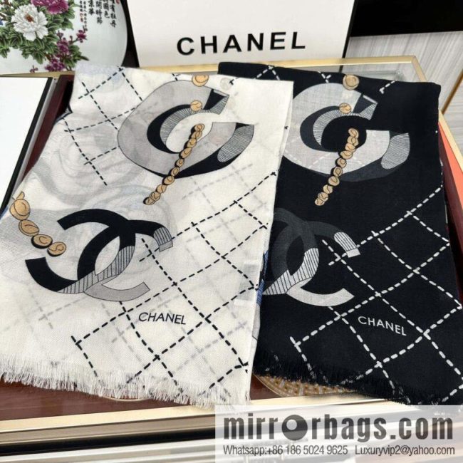 CHANEL Chanel Flower Double C Cashmere Long Towel