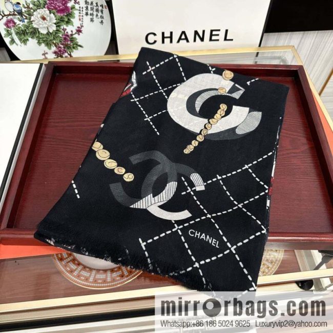 CHANEL Chanel Flower Double C Cashmere Long Towel - Image 2