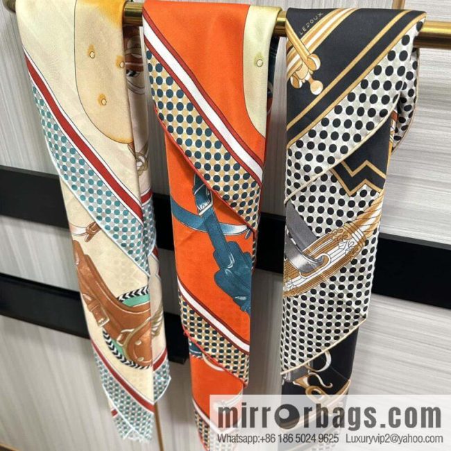 Hermes carriage design silk scarf