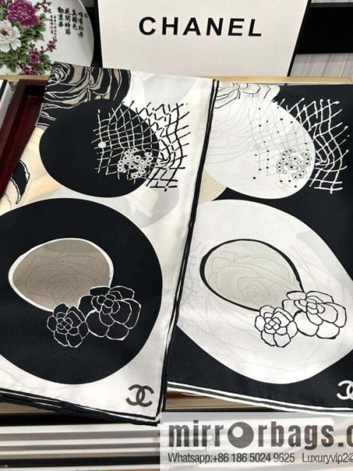 CHANEL Chanel hat series 100% top twill silk scarf