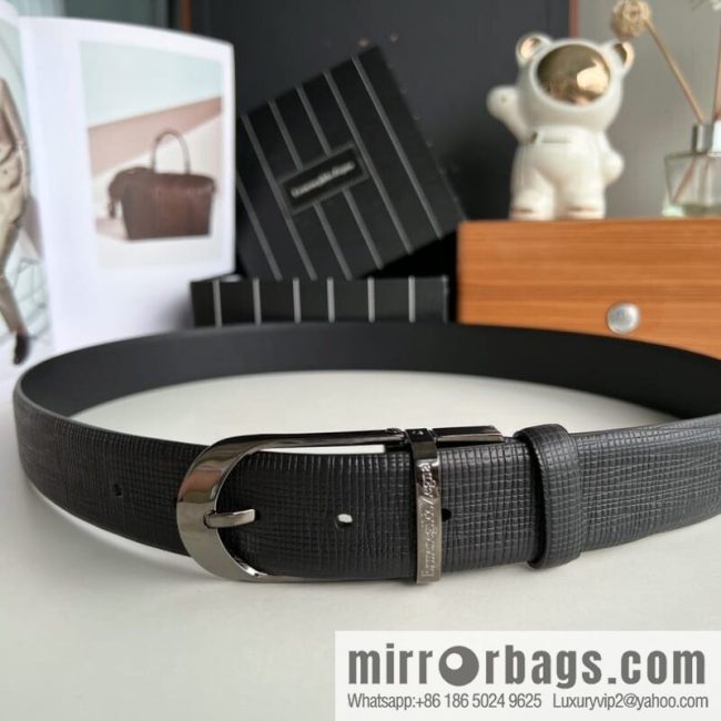 Ermengildo. Zein Italian Zegna Men\'s Imported Cowhide Cross Textured Belt 3.5cm - Image 4