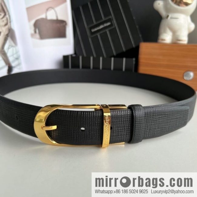 Ermengildo. Zein Italian Zegna Men\'s Imported Cowhide Cross Textured Belt 3.5cm - Image 3