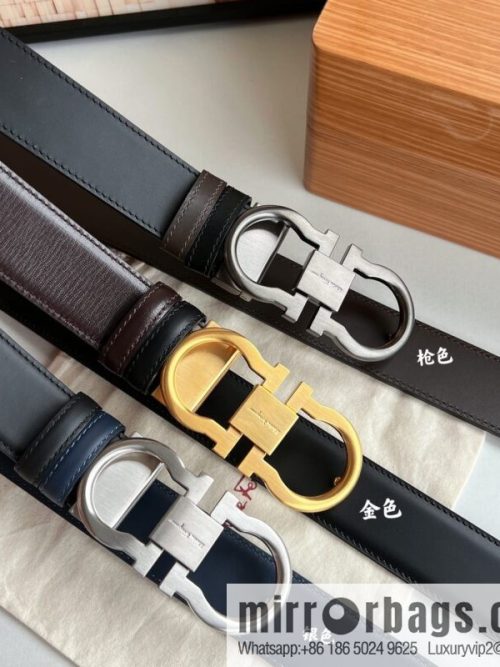 Ferragamo Ferragamo, boutique 8-character counter version metal buckle men\'s 3.5cm belt