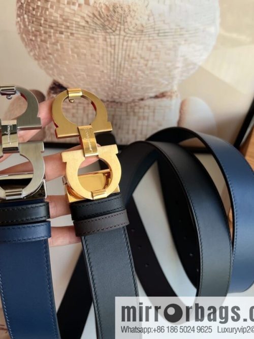 Ferragamo Ferragamo, Stainless Steel Figure 8 Metal Clip Buckle Men\'s 3.5cm Belt