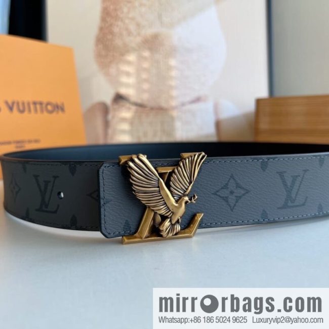 LV/Louis Vuitton, Classic Monogram Dove Double Sided Belt - Image 4