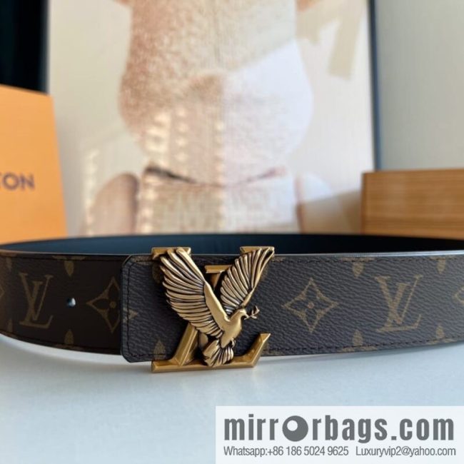 LV/Louis Vuitton, Classic Monogram Dove Double Sided Belt - Image 3