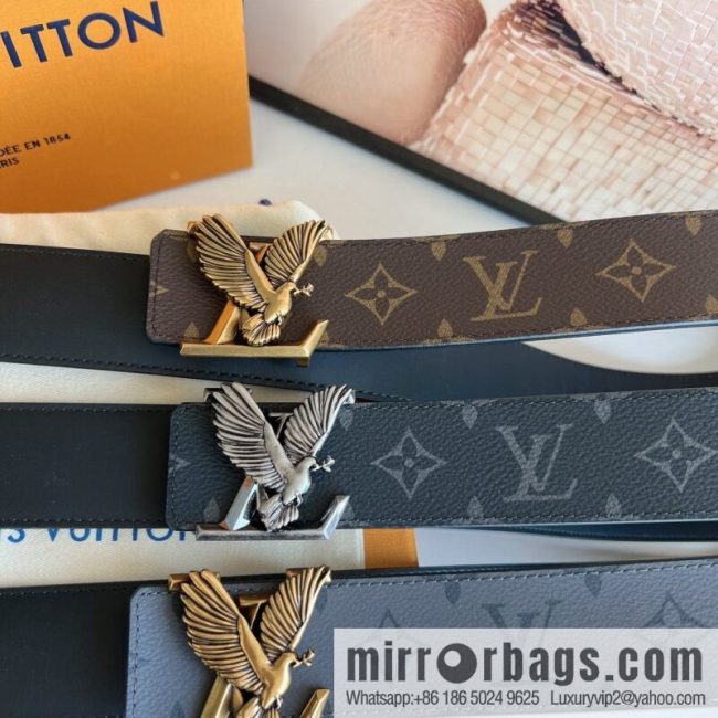 LV/Louis Vuitton, Classic Monogram Dove Double Sided Belt
